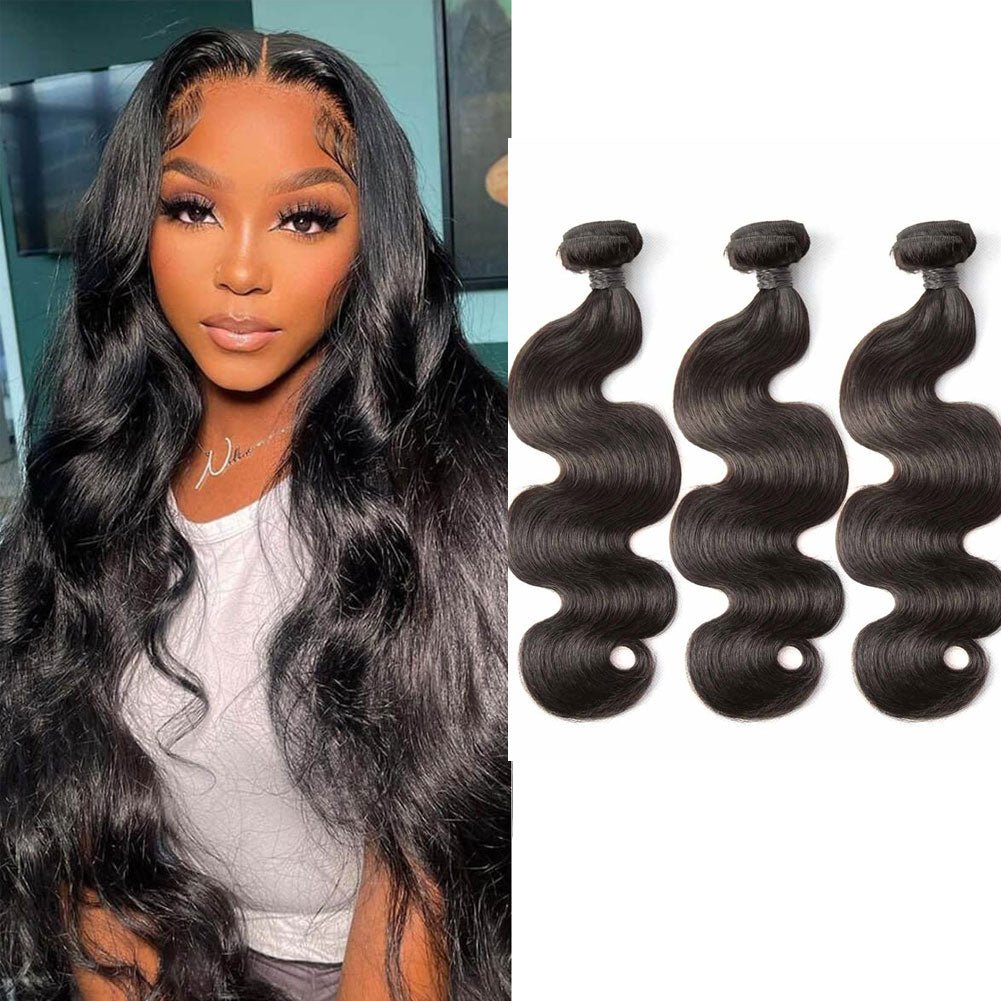 3 Bundles Natural Black Body Wave Brazilian Virgin Hair 10 - 28 inch 3 Pieces Pack - Perismoda Hair